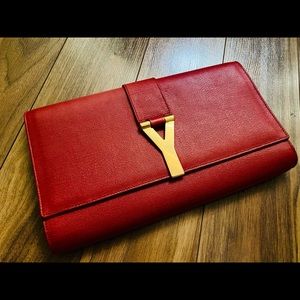 YSL KATE CLUTCH IN GRAIN (Red)